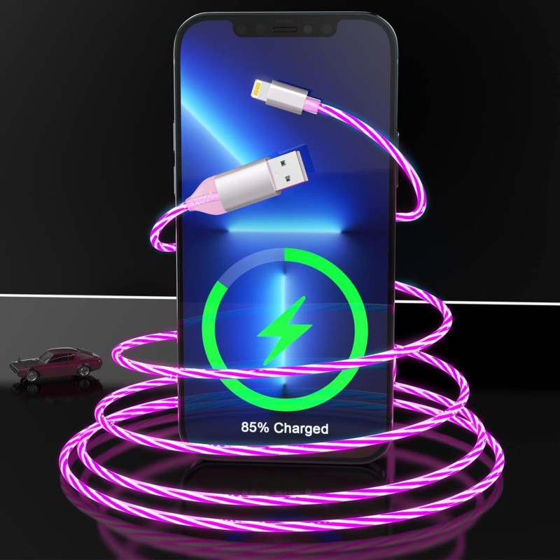 Câble iPhone (Lightning) / USB-A COMPATIBLE LED LUMINEUX (boite)